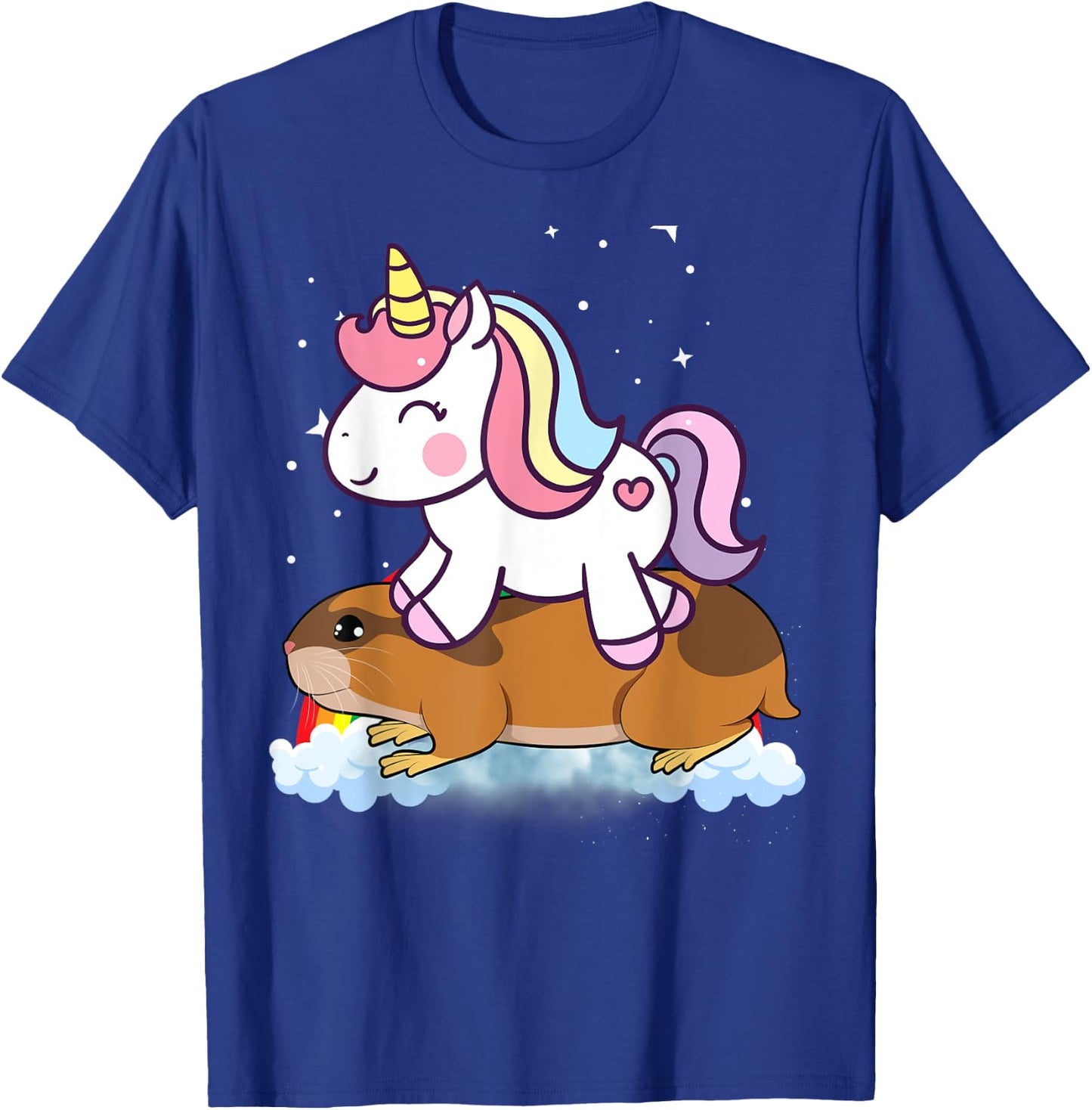 Unicorn Riding Lemming Boys Girls Men Women Kids Rainbow T-Shirt - T-Shirt | Royal