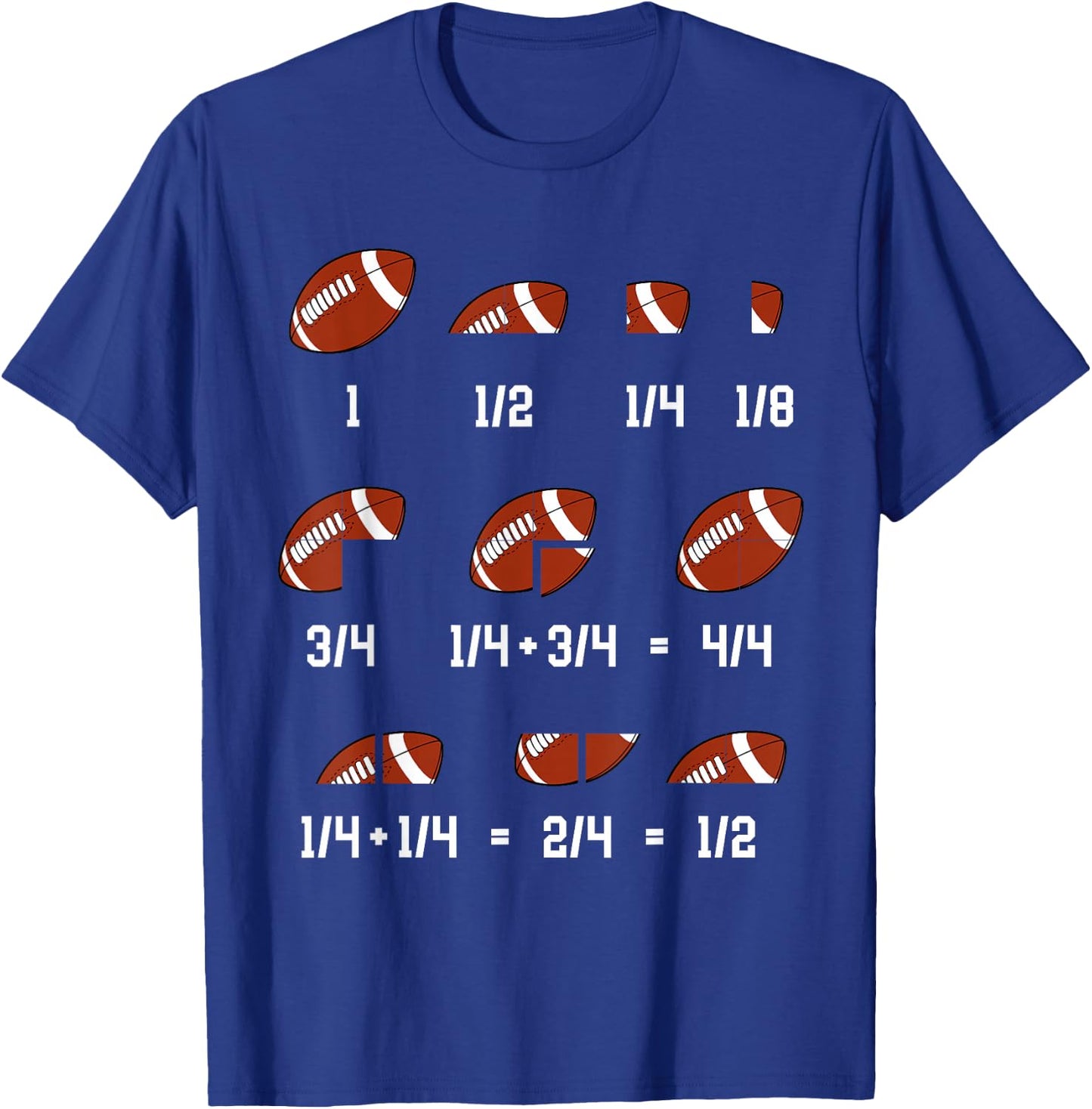 Math Fractions Mathematician Funny Football Math Teacher T-Shirt - T-Shirt | Royal