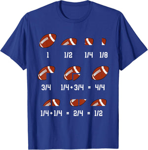 Math Fractions Mathematician Funny Football Math Teacher T-Shirt - T-Shirt | Royal