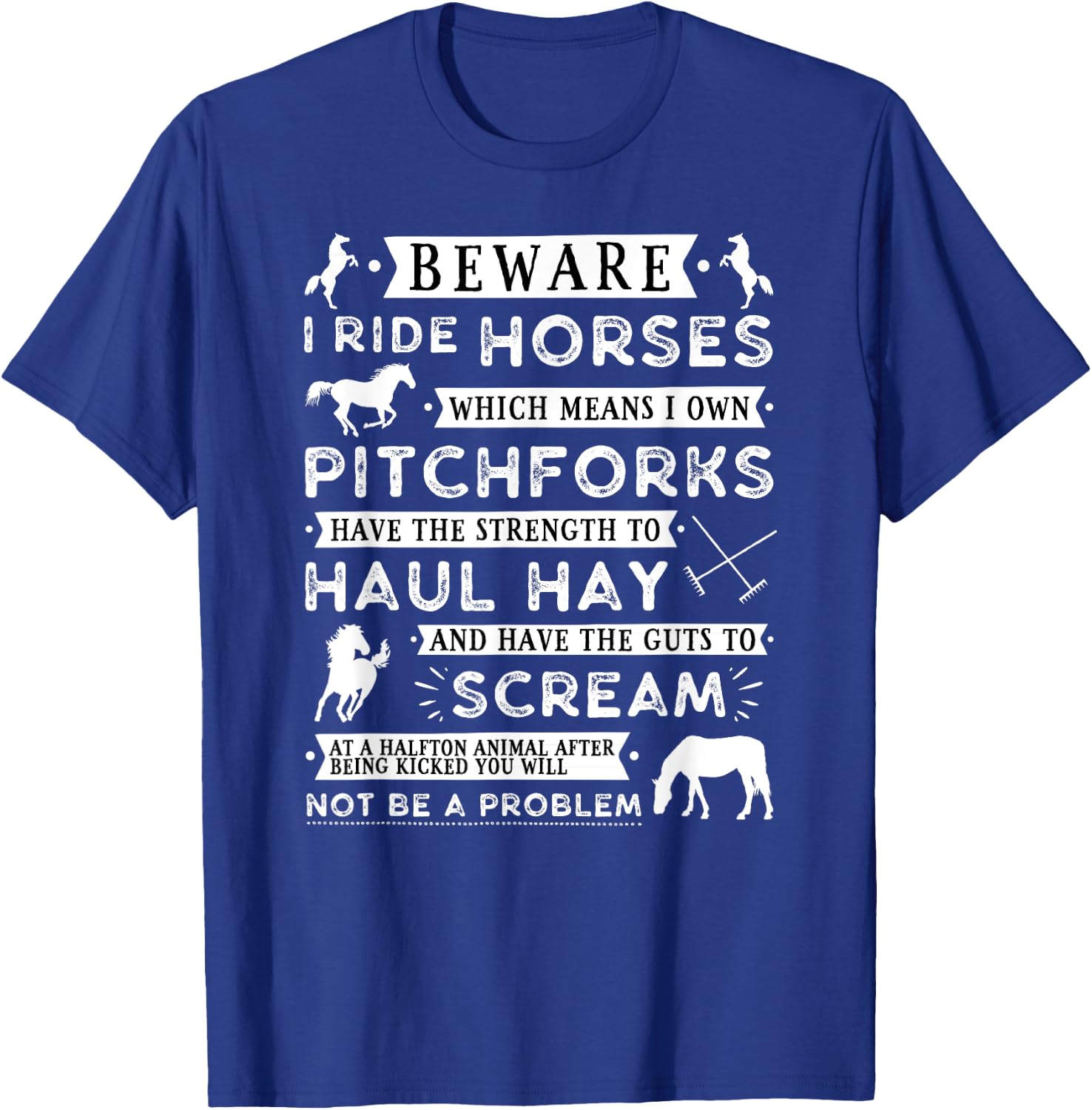 Beware I Ride Horse - Funny Horse Lover Girls Teen T-Shirt - T-Shirt | Royal