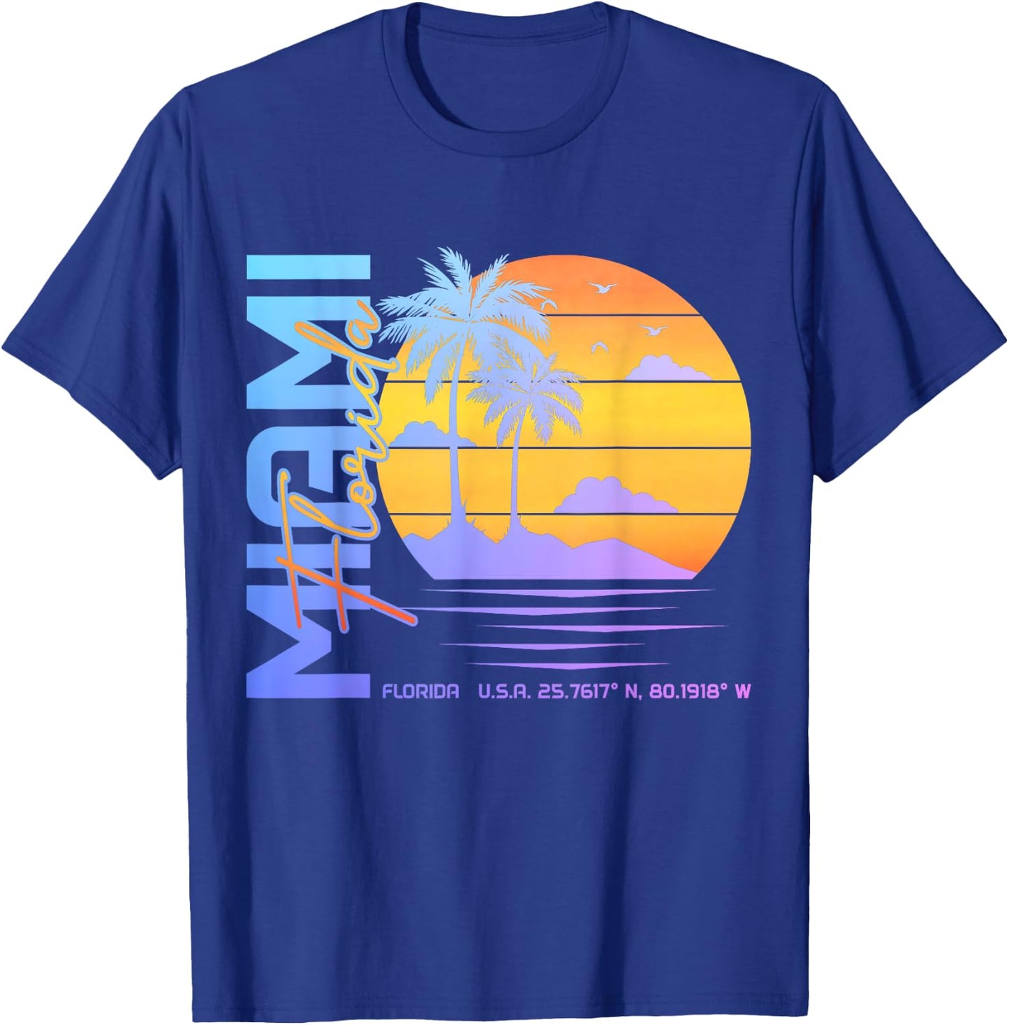 Miami Florida Vintage Retro Pride 305 Area Code Miami FL T-Shirt - T-Shirt | Royal