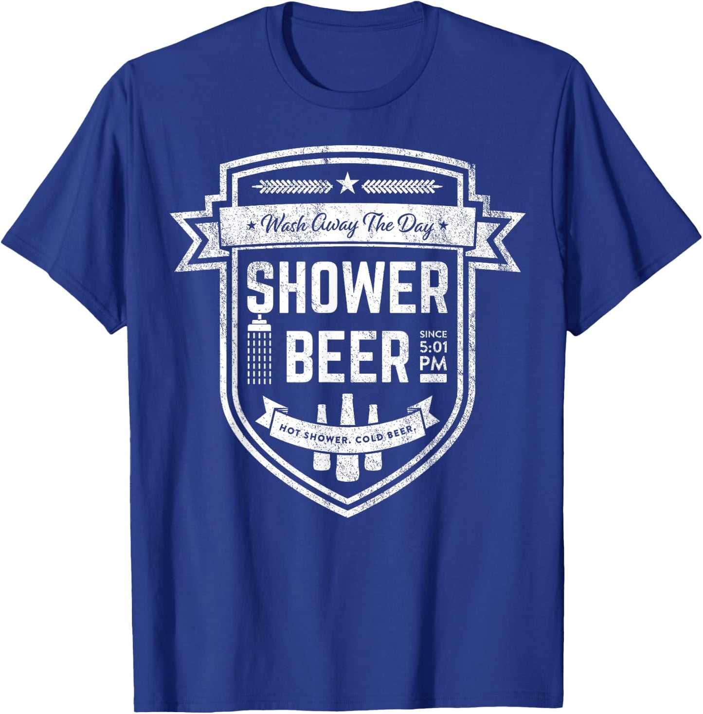 Shower Beer Meme Retro Logo Design Gift Beer Drinkers T-Shirt - T-Shirt | Royal