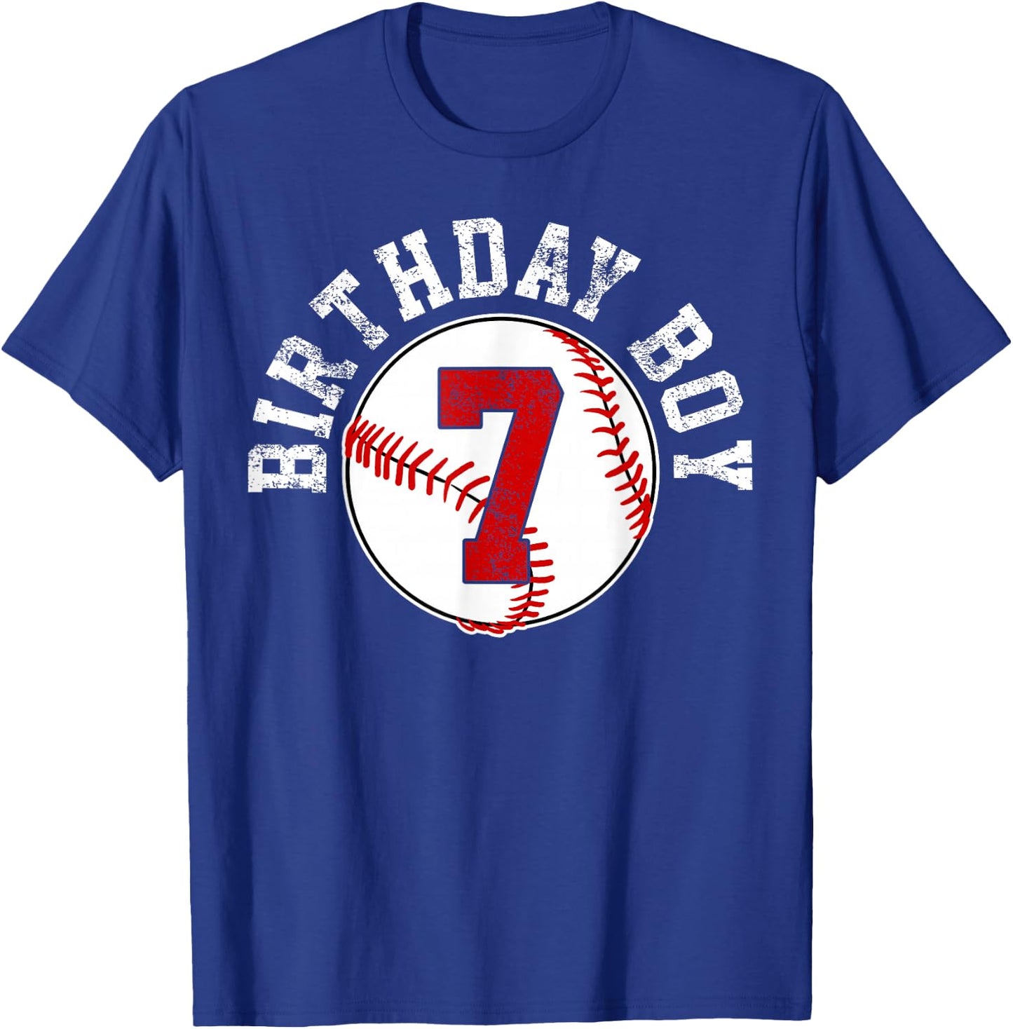 Baseball 7th Birthday Party 7 Years Old Gift T-Shirt - T-Shirt | Royal