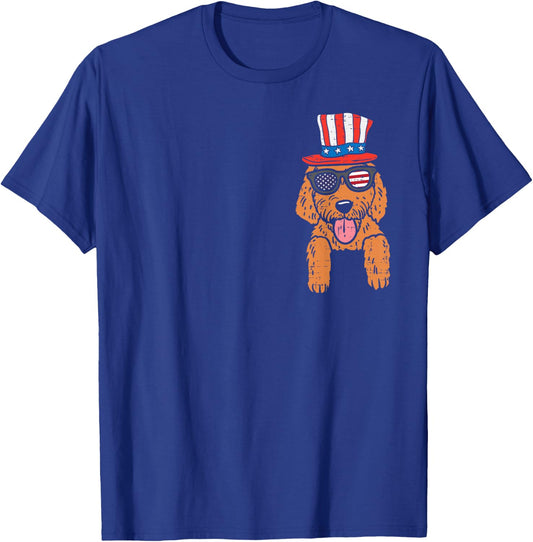 Goldendoodle Pocket American USA 4th Of July Fourth Dog T-Shirt - T-Shirt | Royal