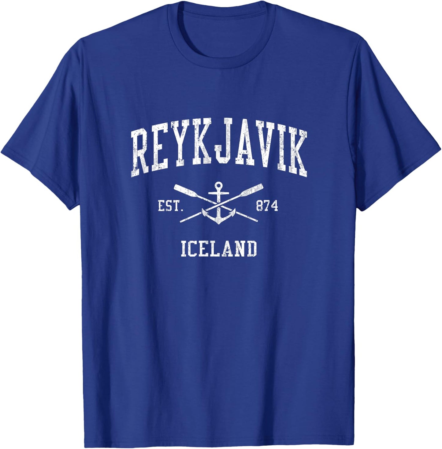Reykjavik Vintage Crossed Oars & Boat Anchor Sports T-Shirt - T-Shirt | Royal