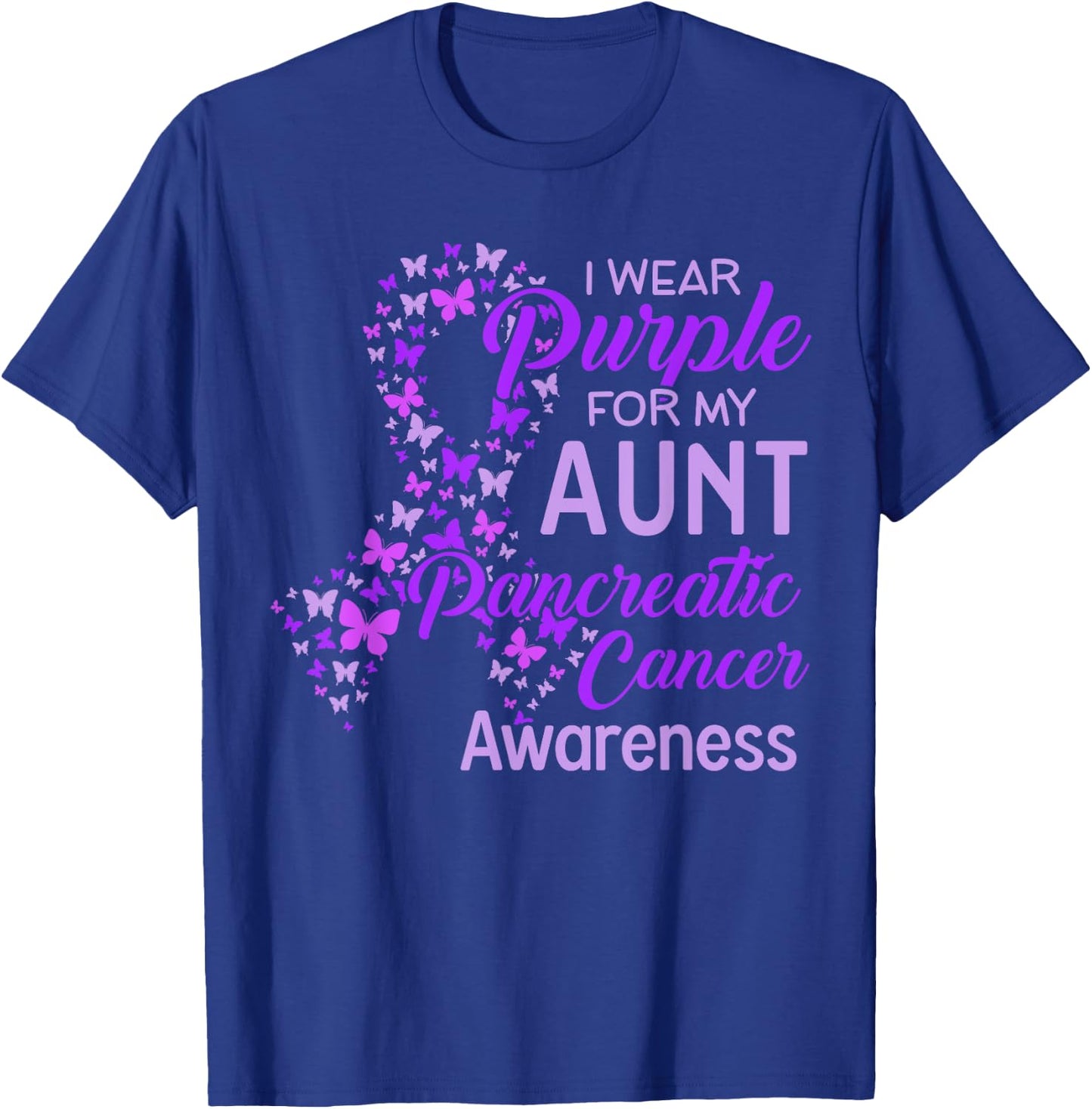 I wear Purple for my Aunt Pancreatic Cancer T-Shirt - T-Shirt | Royal