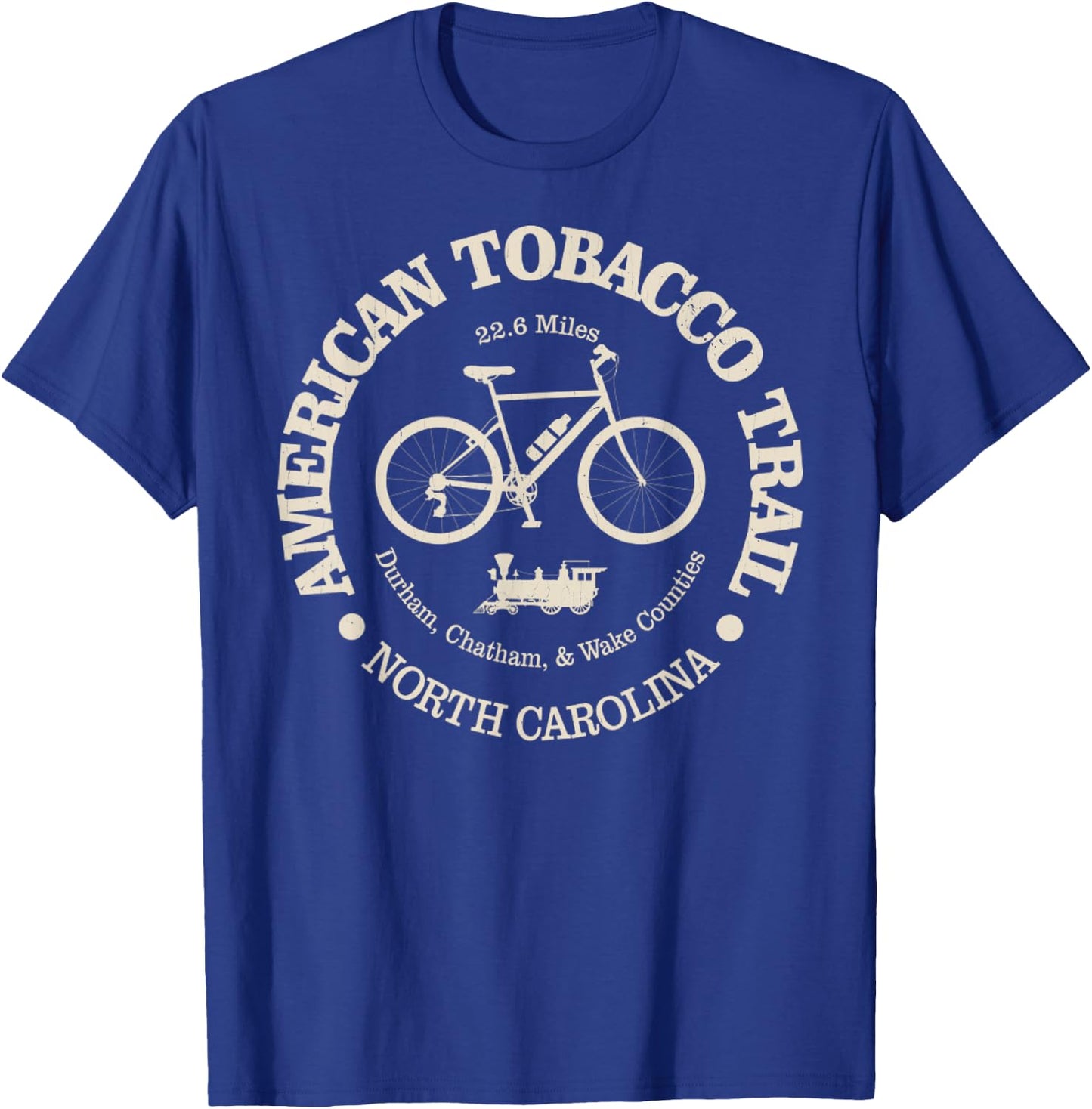 American Tobacco Trail, North Carolina Vintage Bike Trail T-Shirt - T-Shirt | Royal