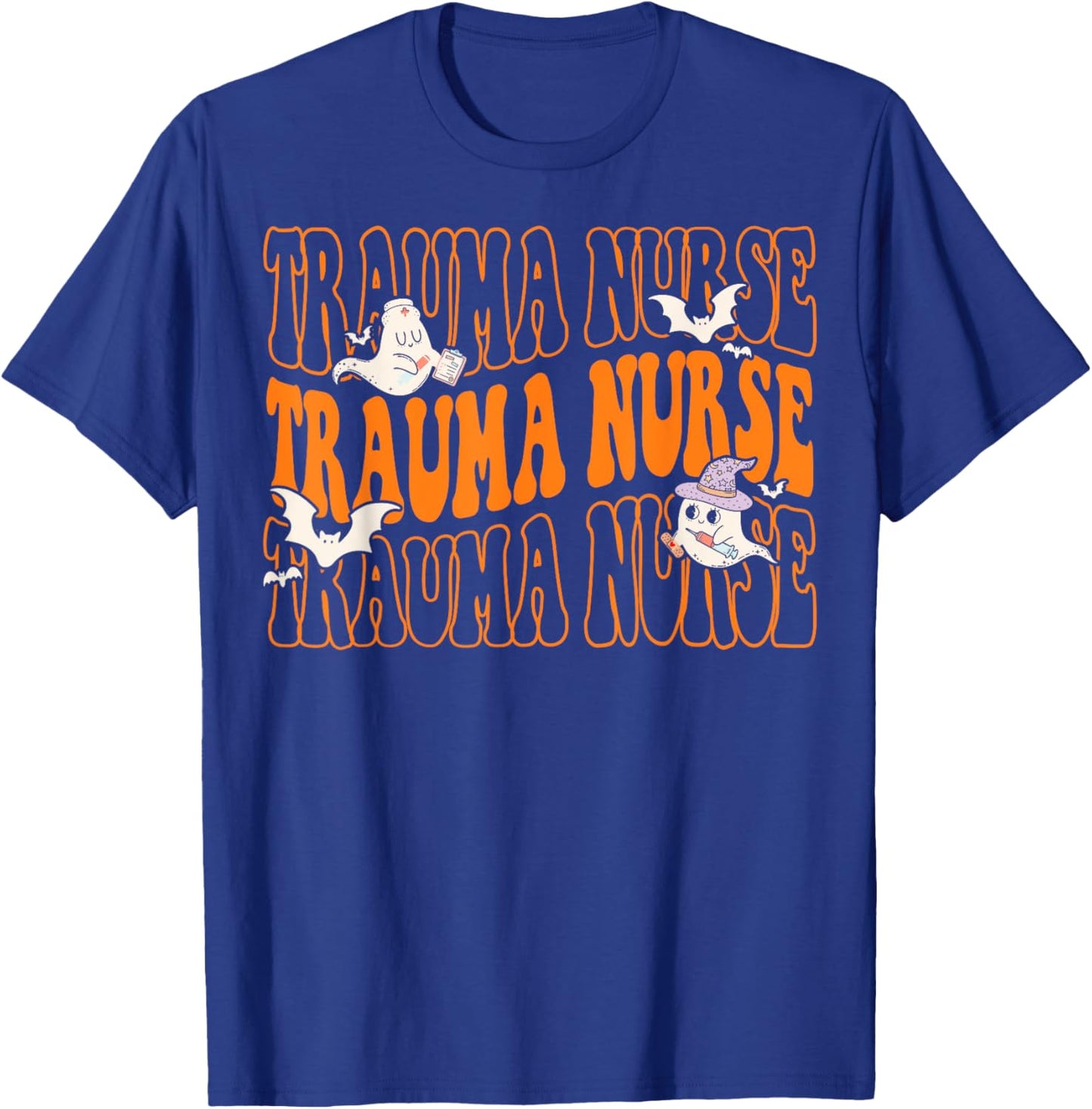 Trauma Boo Crew Retro Halloween Ghost Nurse T-Shirt - T-Shirt | Royal