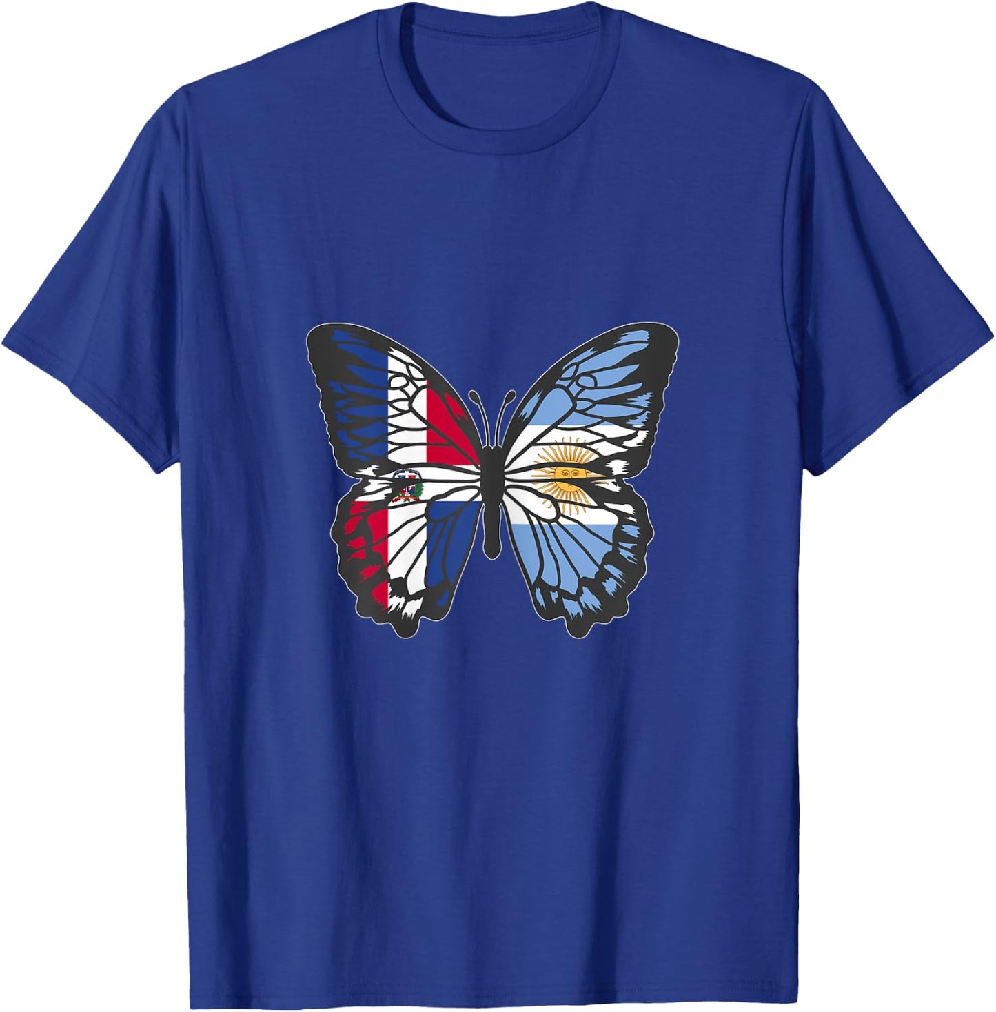 Dominican and Argentina Butterfly Half Dominican Argentinian T-Shirt - T-Shirt | Royal