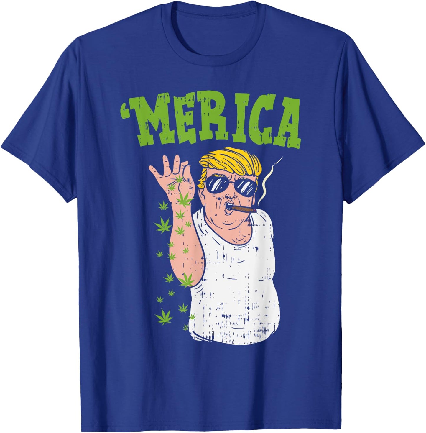 Merica Trump Bae Smoking Weed Cannabis Funny 420 Stoner Gift T-Shirt - T-Shirt | Royal