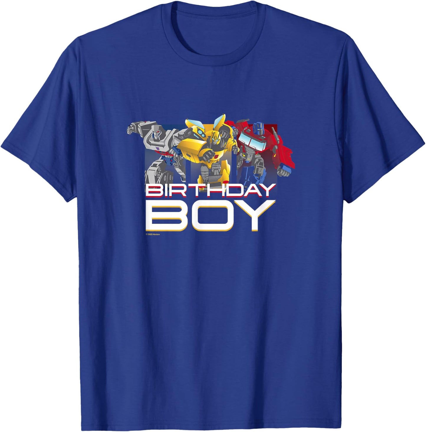 Transformers Birthday Boy Main Characters Group Shot Poster T-Shirt - T-Shirt | Royal