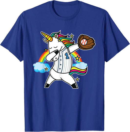 Unicorn Baseball Rainbow Baseball Lover I Unicorn Baseball T-Shirt - T-Shirt | Royal