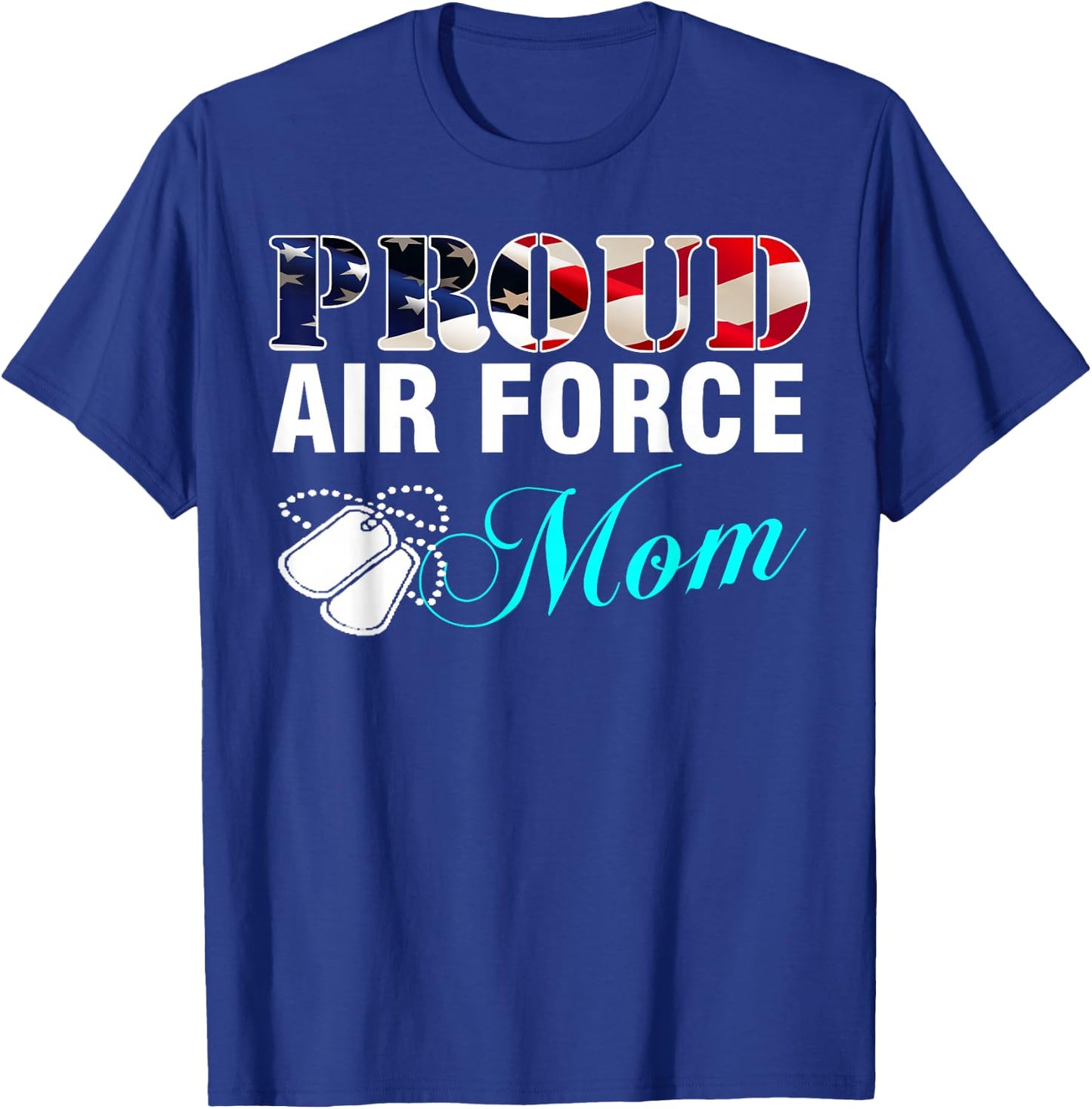 Vintage Proud Air Force Mom With American Flag Gift T-Shirt - T-Shirt | Royal