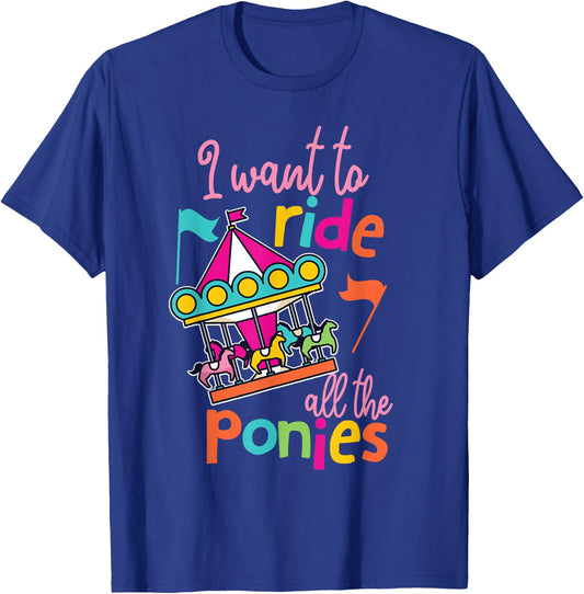 Carousel Horse Merry-Go-Round Design for Girls T-Shirt - T-Shirt | Royal