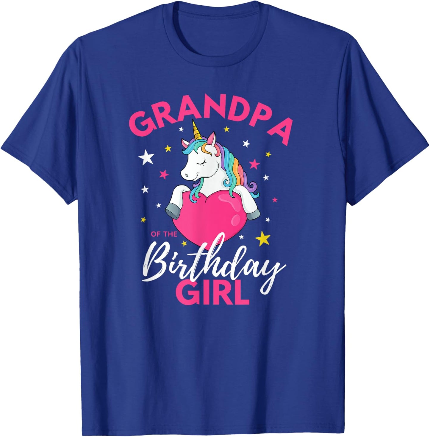 Grandpa Of The Birthday Girl Unicorn T-Shirt - T-Shirt | Royal