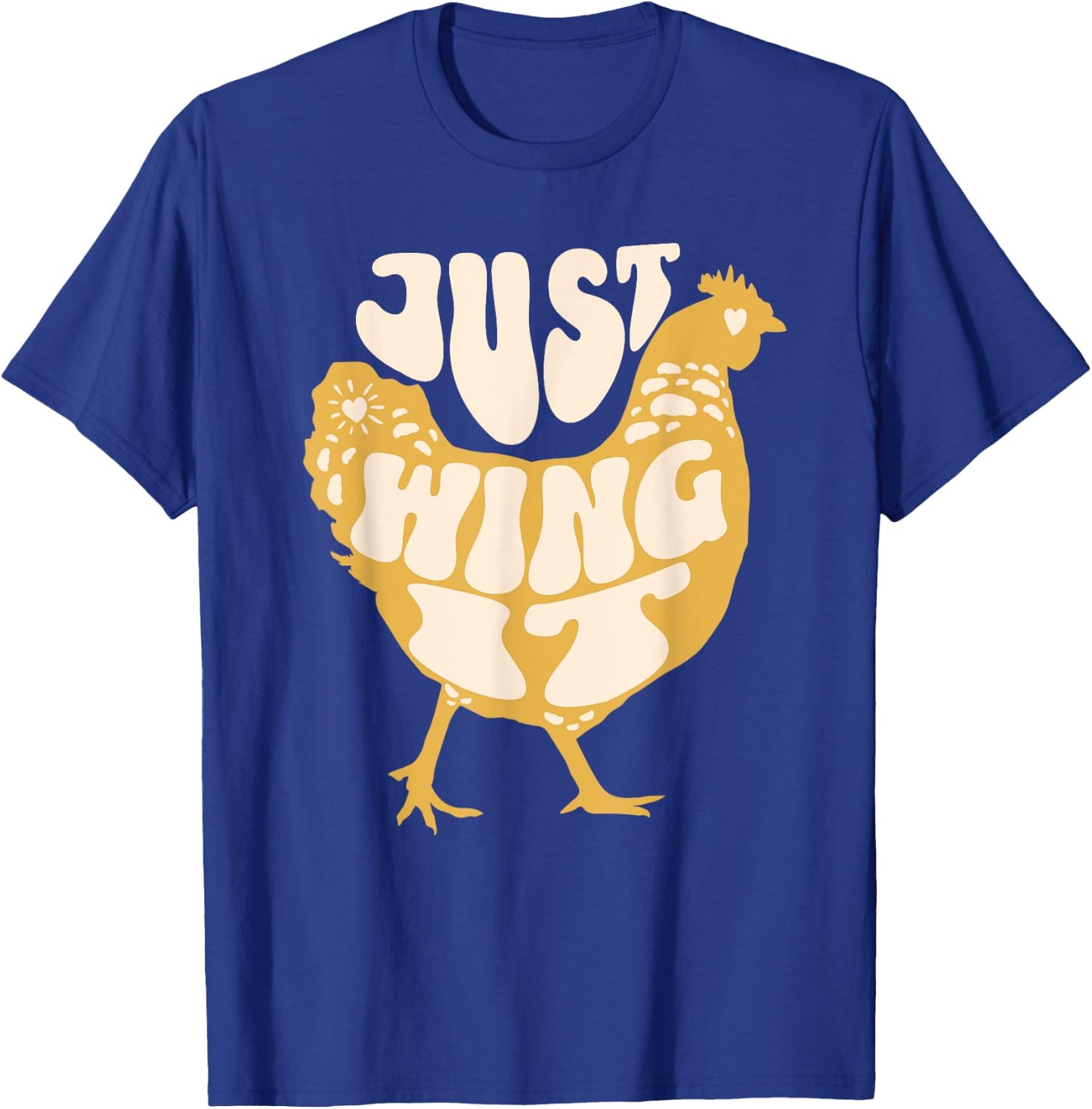 Just Wing It Funny Chicken Retro T-Shirt - T-Shirt | Royal