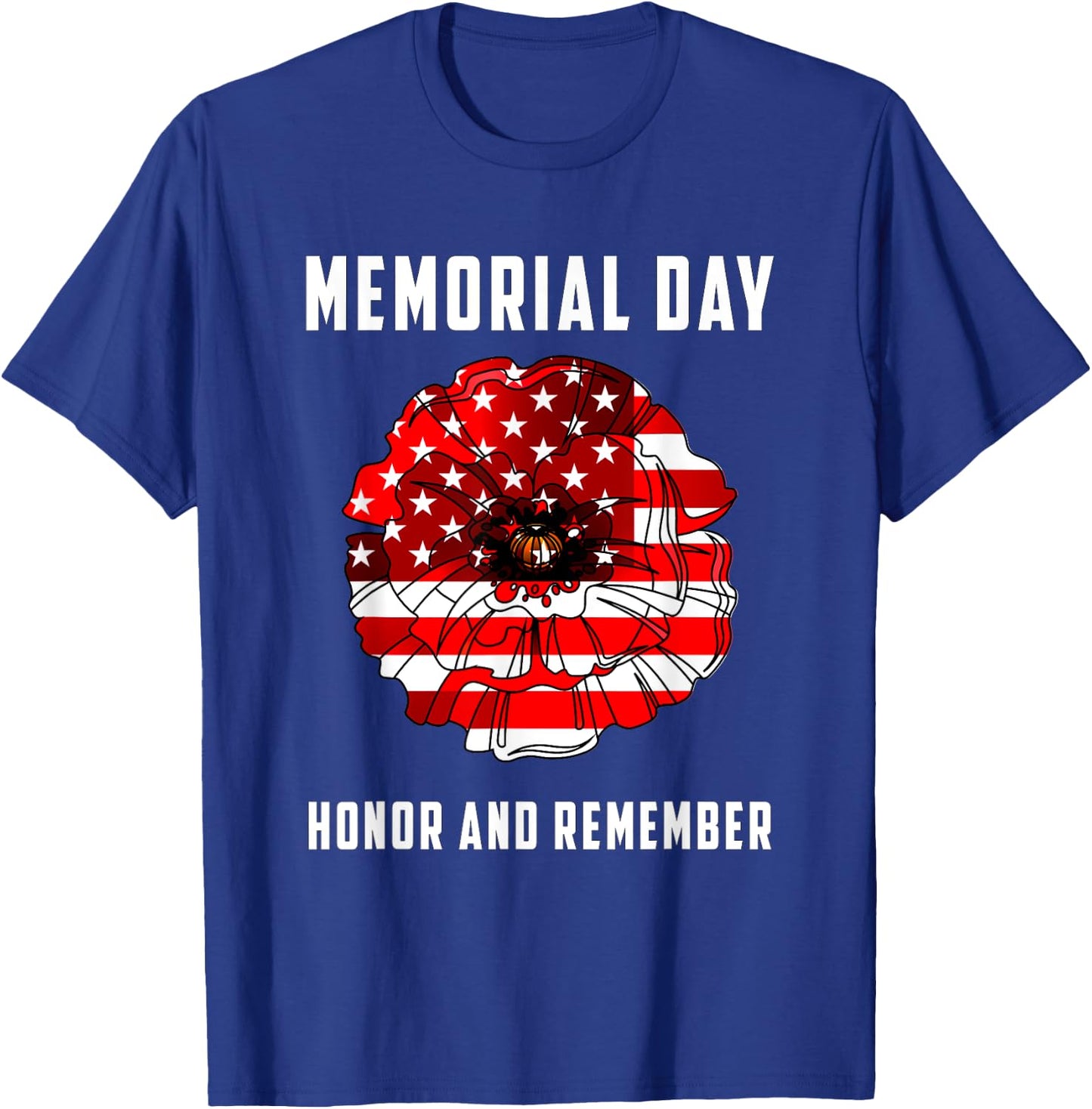 Veterans Day Red Poppy Flower USA Memorial Day 2021 T-Shirt - T-Shirt | Royal