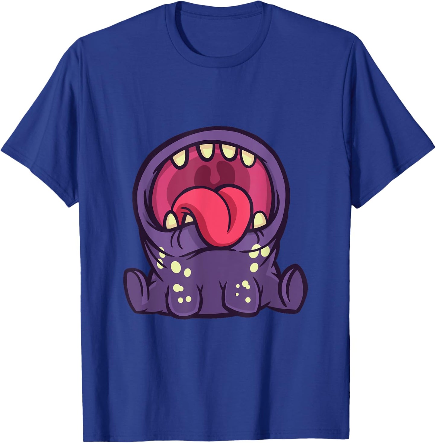 Funny cute purple monster with open mouth and T-Shirt - T-Shirt | Royal