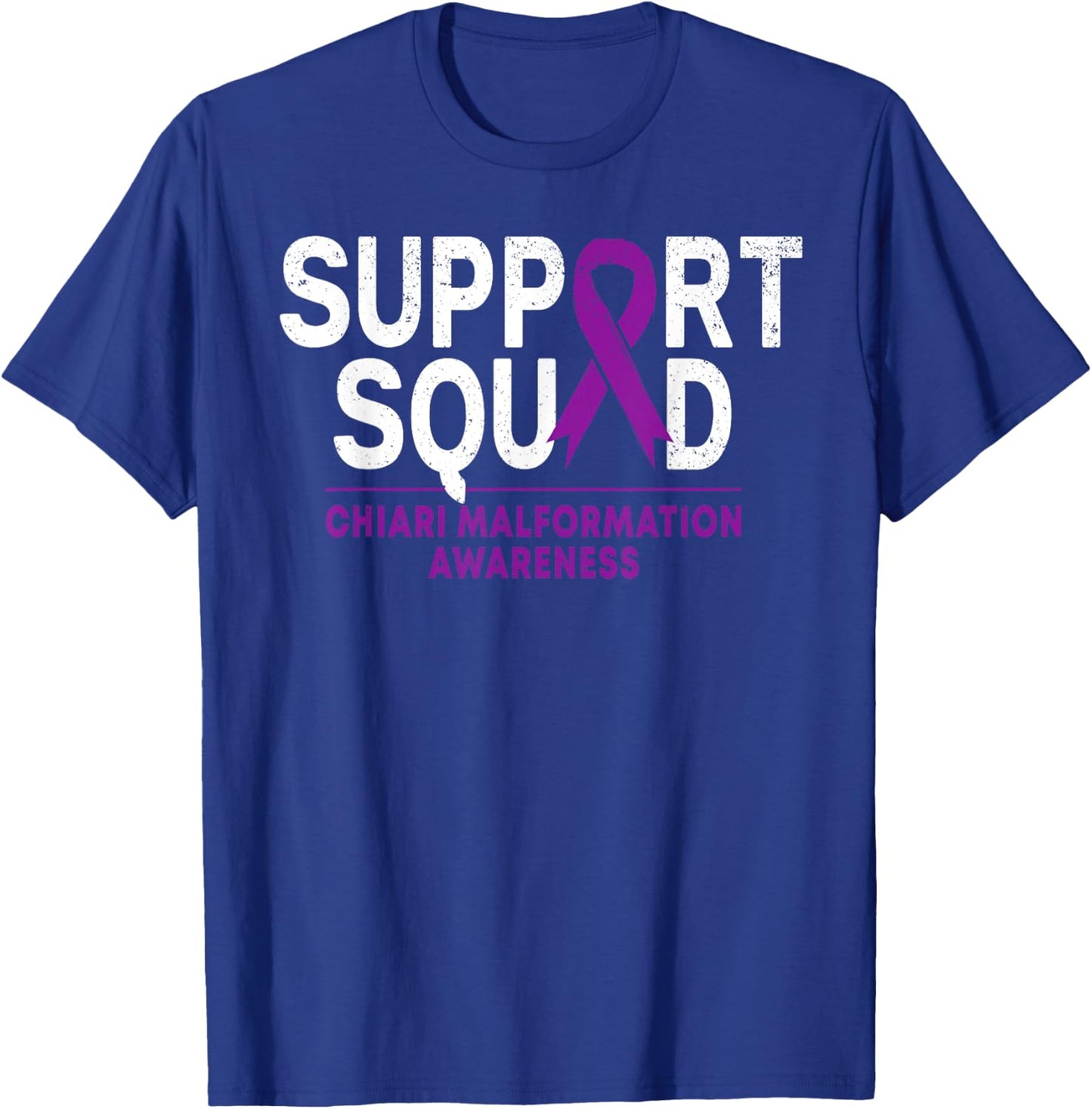 Support Squad Chiari Malformation Awareness Purple Ribbon T-Shirt - T-Shirt | Royal