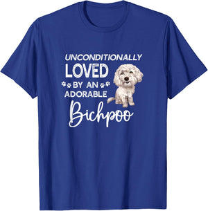 Unconditionally Loved By An Adorable Bichpoo Dog Design T-Shirt - T-Shirt | Royal