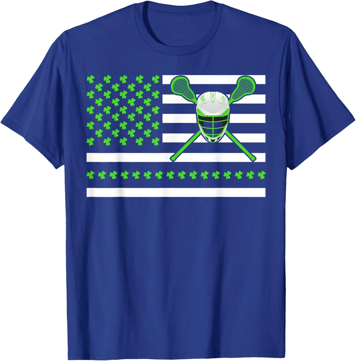 Irish Shamrock American Flag Lacrosse St. Patrick's Day Kids Men T-Shirt - T-Shirt | Royal