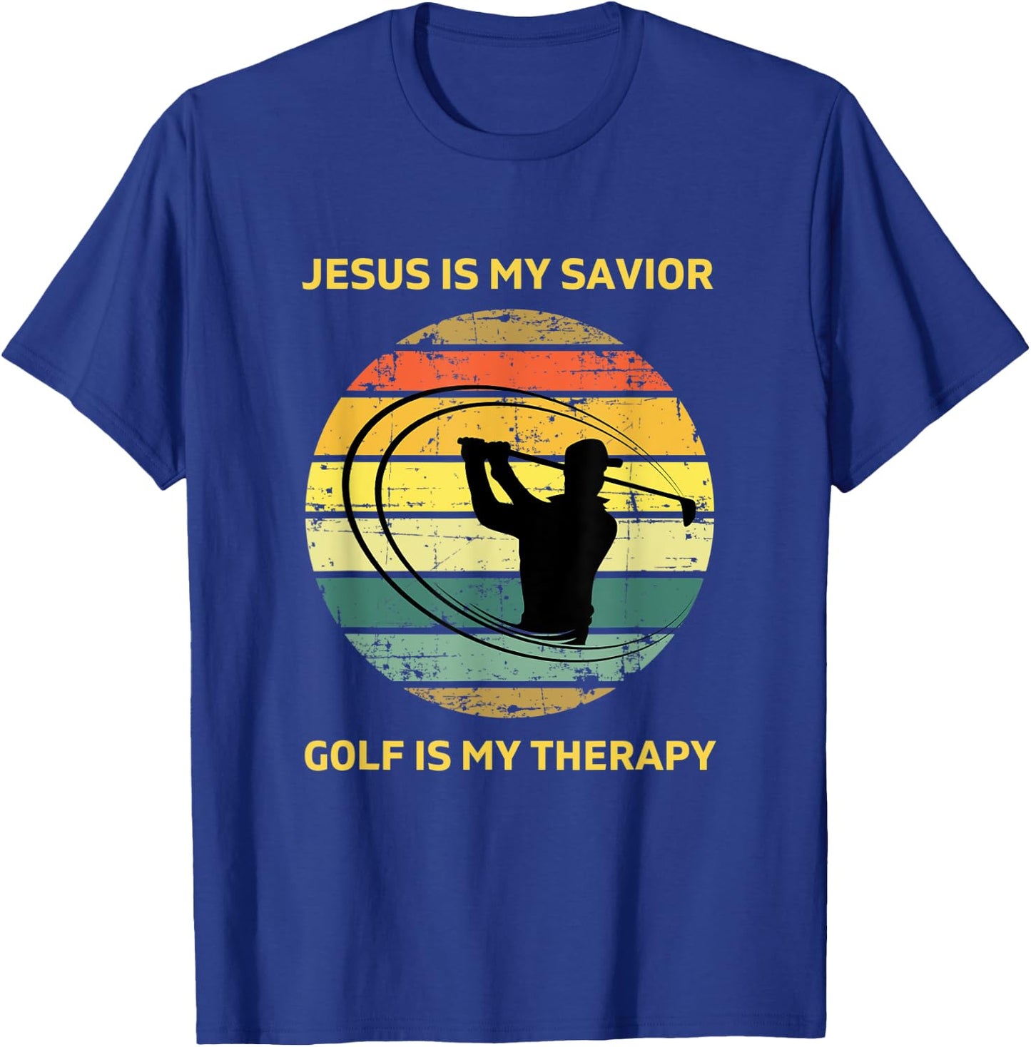 Jesus is My Savior Golf is My Therapy Gifts Golf Lover Funny T-Shirt - T-Shirt | Royal