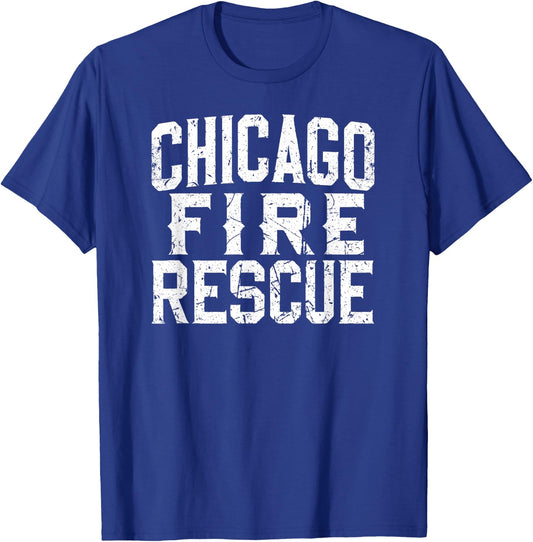 Chicago Illinois Fire Rescue Firefighters Firemen T-Shirt - T-Shirt | Royal