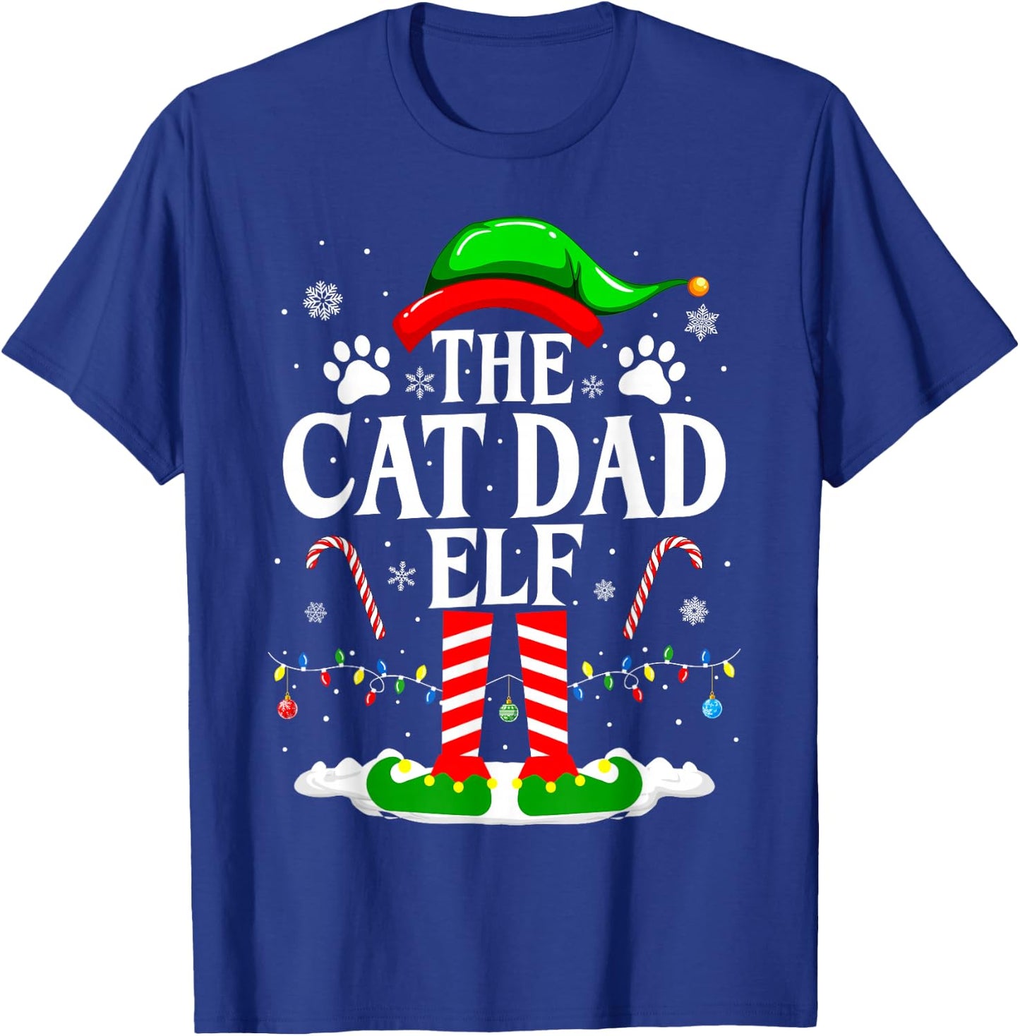 The Cat Dad Elf Xmas Funny Cats lover Christmas Cat Dad T-Shirt - T-Shirt | Royal
