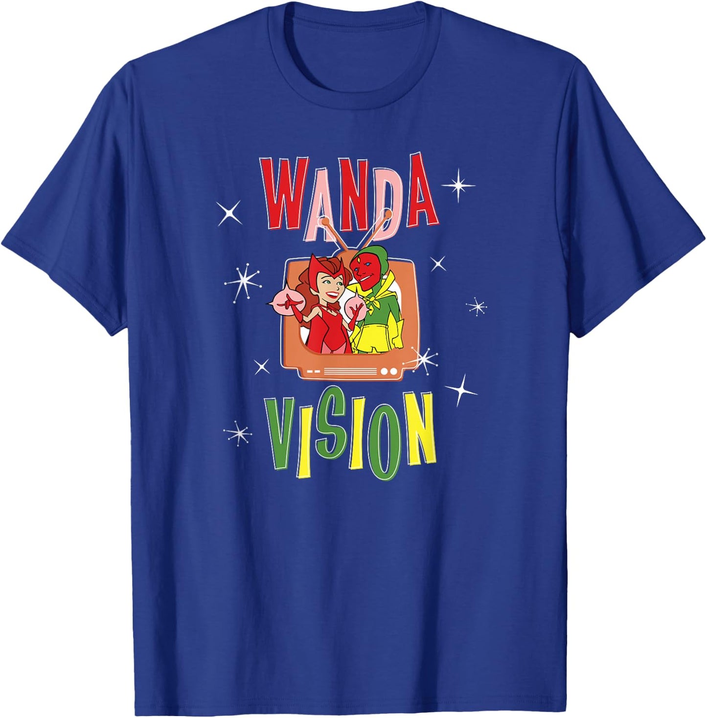 Marvel WandaVision Wanda & Vision Retro TV Artwork Small T-Shirt - T-Shirt | Royal