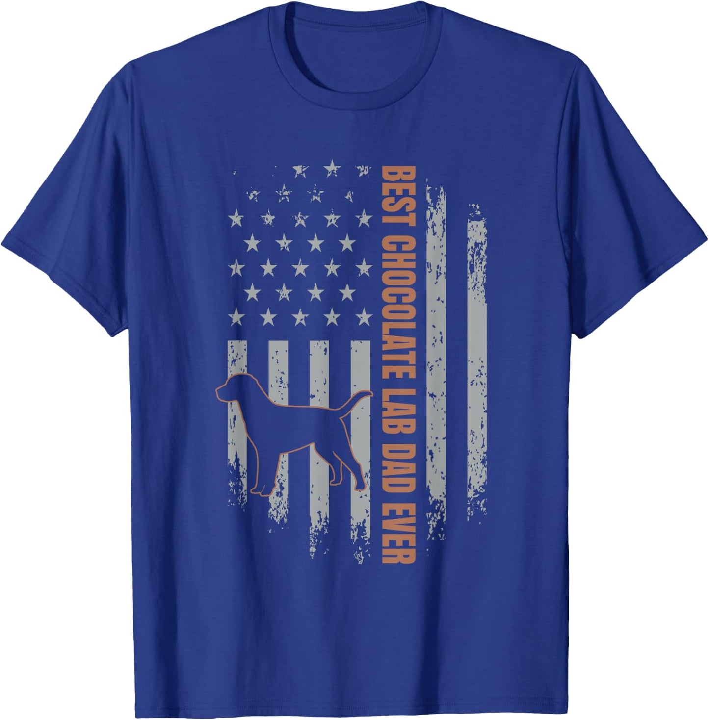 Chocolate Lab Dad American Flag Brown Labrador Retriever T-Shirt - T-Shirt | Royal
