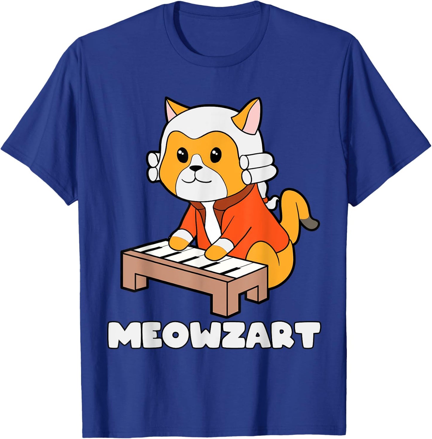 Meowzart Kitty Piano Funny Cat Lover Pun Classical Music Men Women Kids T-Shirt - T-Shirt | Royal