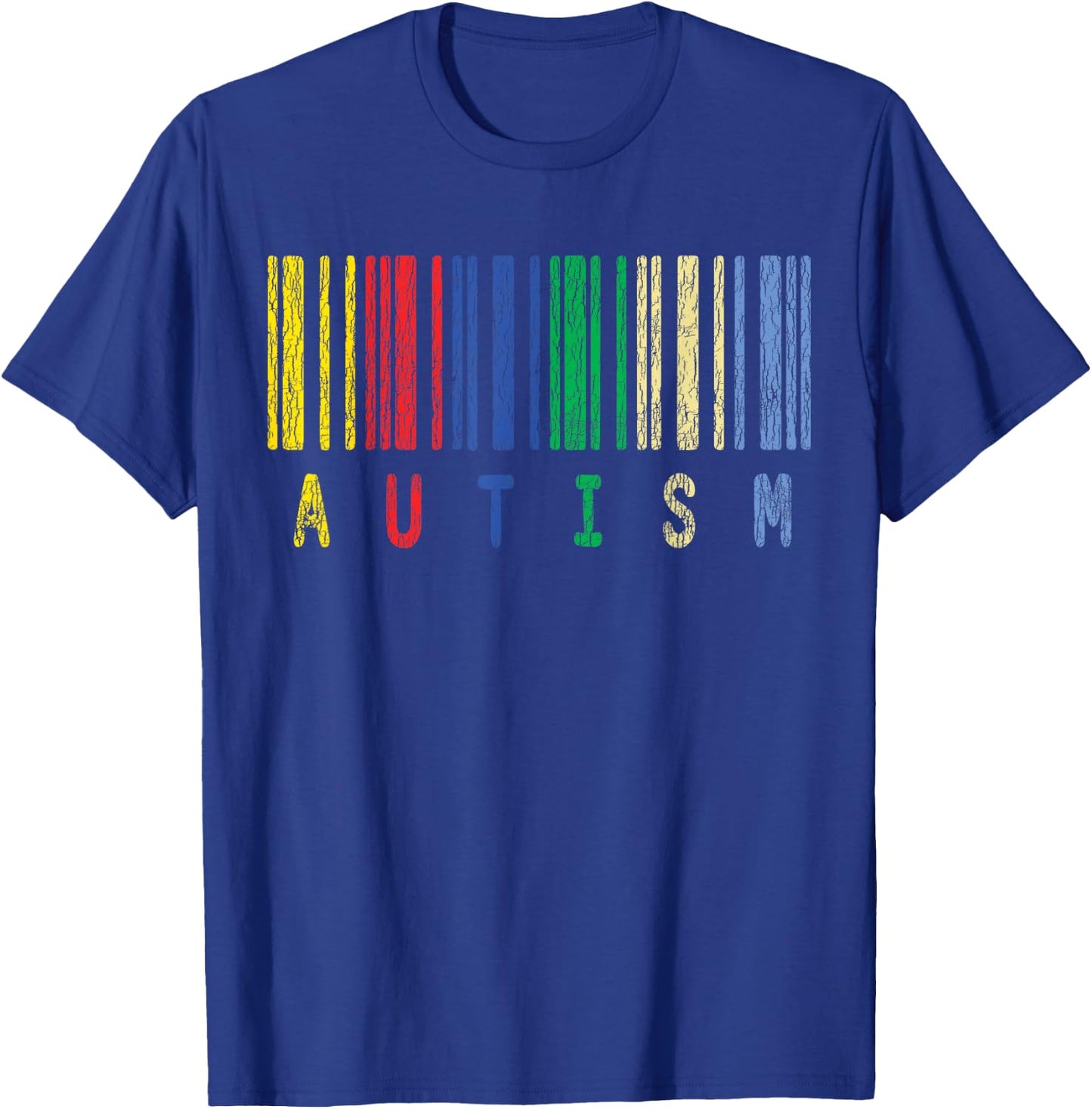 Autism Colorful Barcode Support Autistic Kids Awareness Gift T-Shirt - T-Shirt | Royal
