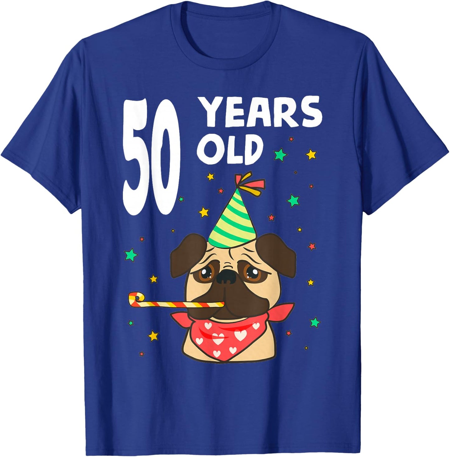 50th Birthday Pug Dog Lover Party 50 Year Old Funny B-Day T-Shirt - T-Shirt | Royal