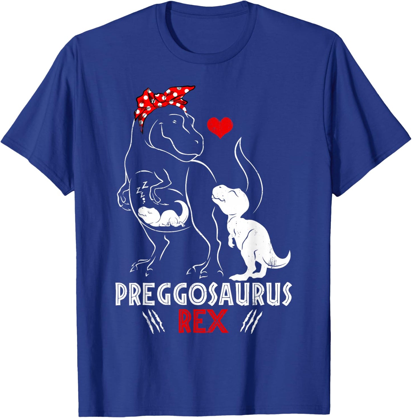 Mamasaurus Rex Pregosaurus Funny Pregnancy Have Two Kids T-Shirt - T-Shirt | Royal
