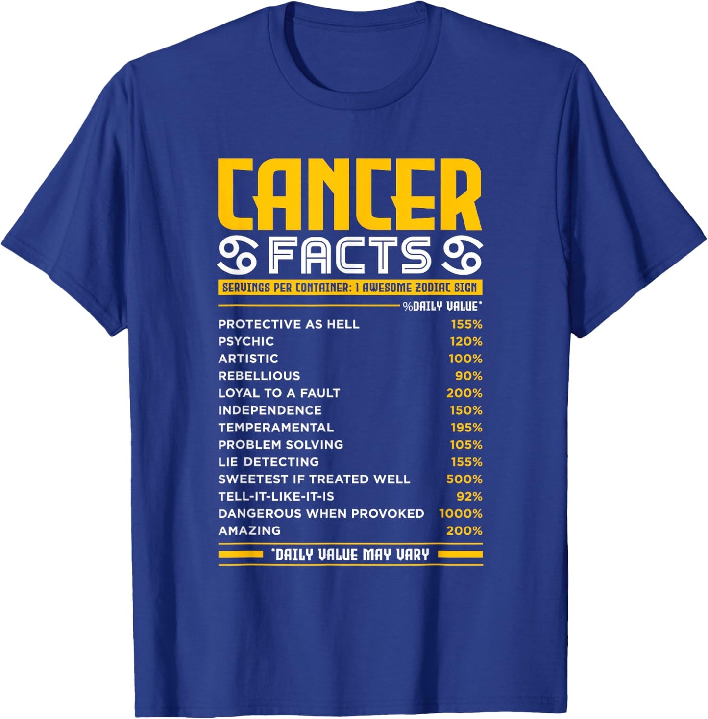 Cancer Zodiac Facts Traits Horoscope Sign Astrology Gift T-Shirt - T-Shirt | Royal