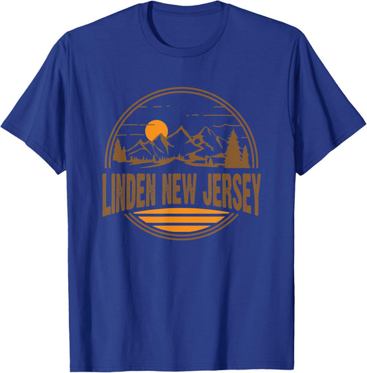 Vintage Linden, New Jersey Mountain Hiking Souvenir Print T-Shirt - T-Shirt | Royal