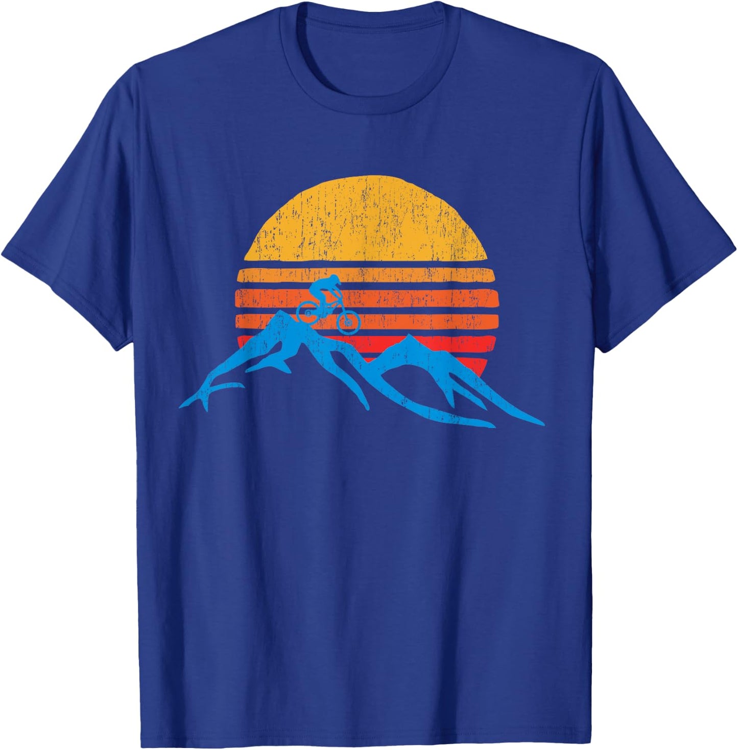 Mountain Bike Vintage Sunset Design Graphic T-Shirt - T-Shirt | Royal