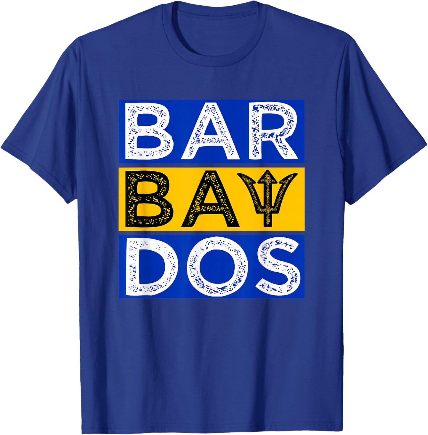 Barbados Flag With Barbados Trident Bajan Soca T-Shirt - T-Shirt | Royal