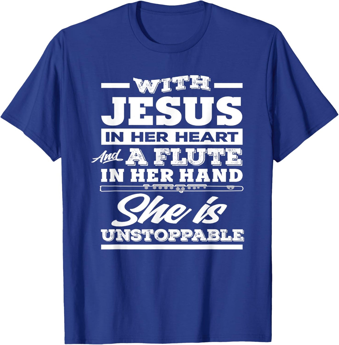 Christian Flute Player Gift Woman Girl Flutist T-Shirt - T-Shirt | Royal