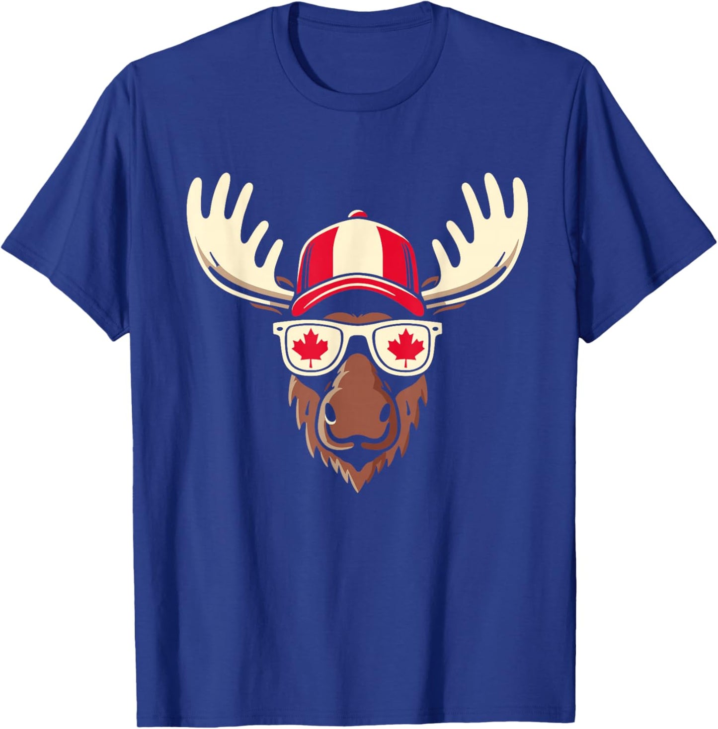 Canada Day Canadian Flag Maple Leaf Moose Sunglasses T-Shirt - T-Shirt | Royal
