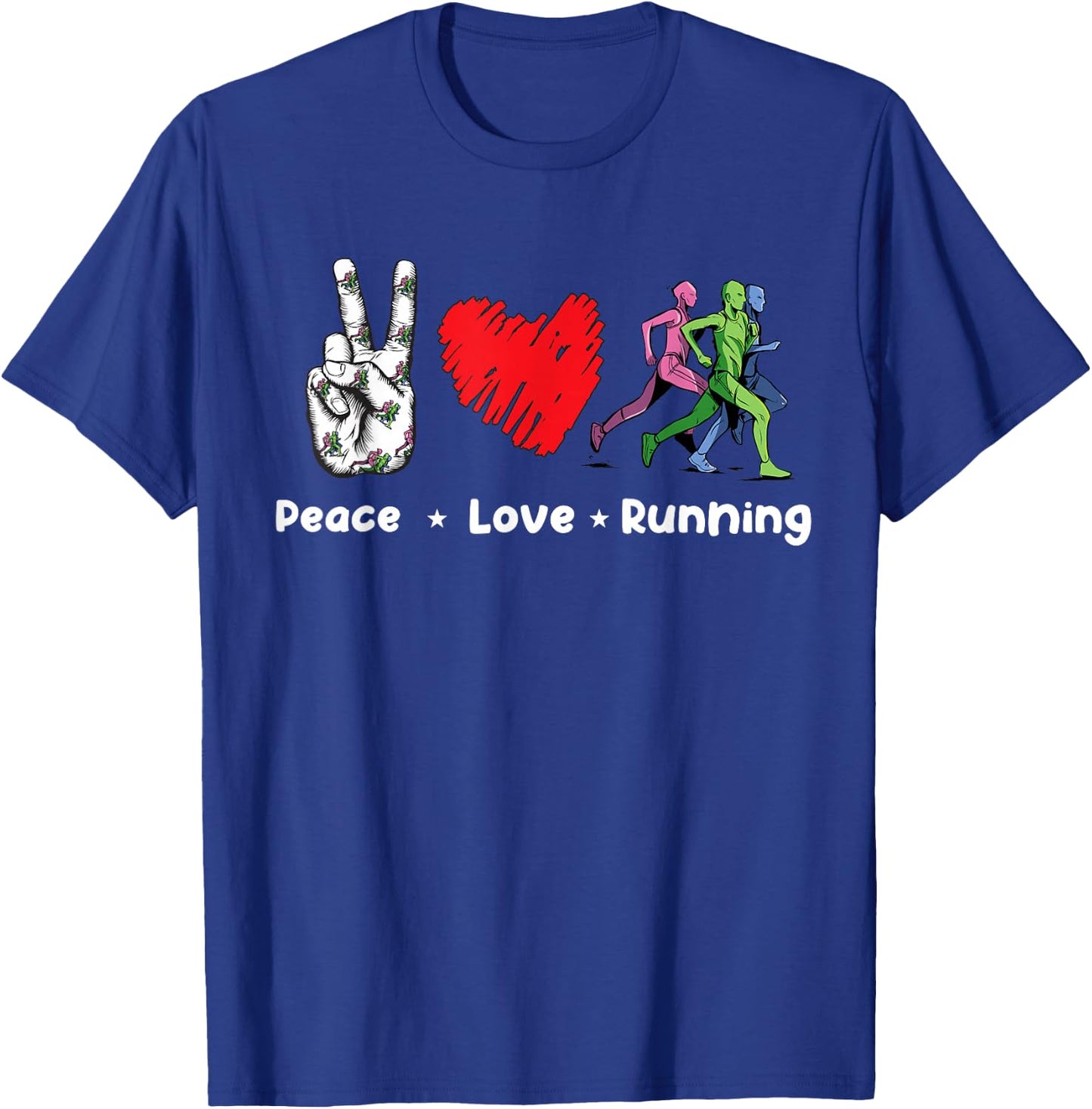 Peace Love Running Birthday Gift Runner T-Shirt - T-Shirt | Royal
