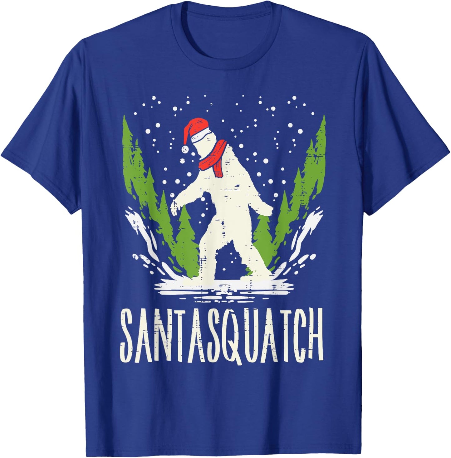 Bigfoot Sasquatch Santa Squatch Christmas Xmas Pajama PJ T-Shirt - T-Shirt | Royal