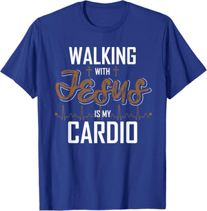 Walking With Jesus Is My Cardio Christian Gift Prayer T-Shirt - T-Shirt | Royal