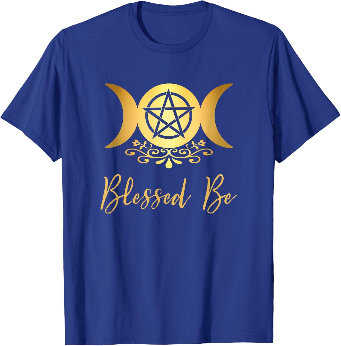 Blessed Be Wiccan Pagan Triple Moon Goddess and Pentacle T-Shirt - T-Shirt | Royal