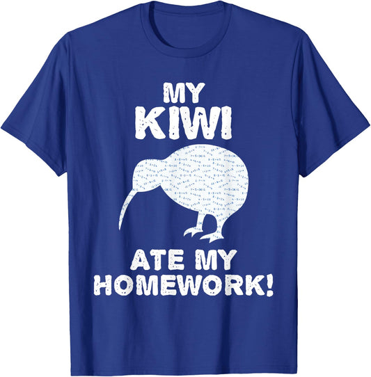 My Kiwi Ate My Homework Bird Animal Back To School Kid T-Shirt - T-Shirt | Royal