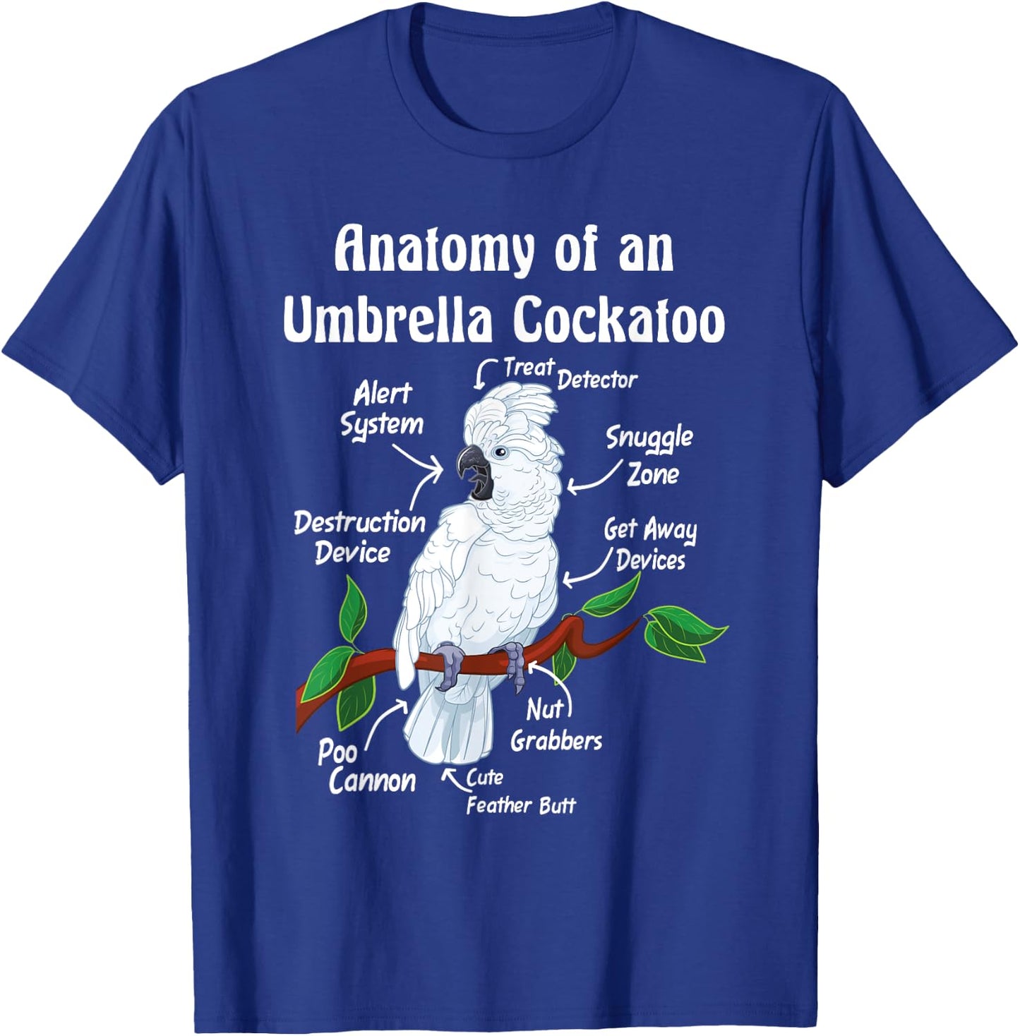 Parrot Anatomy Designs Anatomy of an Umbrella Cockatoo -Adults, Kids T-Shirt - T-Shirt | Royal