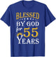 Vintage Blessed by God for 55 years Happy 55th Birthday T-Shirt - T-Shirt | Royal