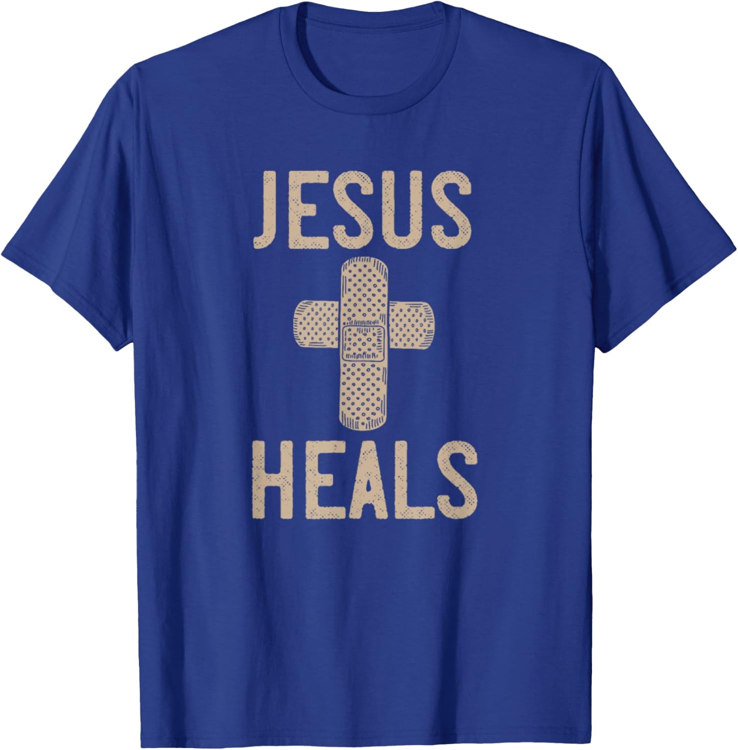 Jesus Heals Band Aid Cross T-Shirt - T-Shirt | Royal