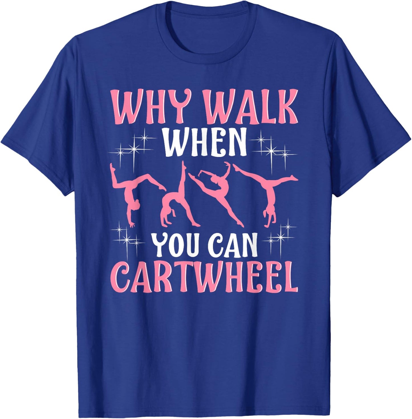 Girls' Cool Cartwheel Gymnastics - Black, Classic Fit, Short Sleeve, Cotton-Polyester T-Shirt - T-Shirt | Royal