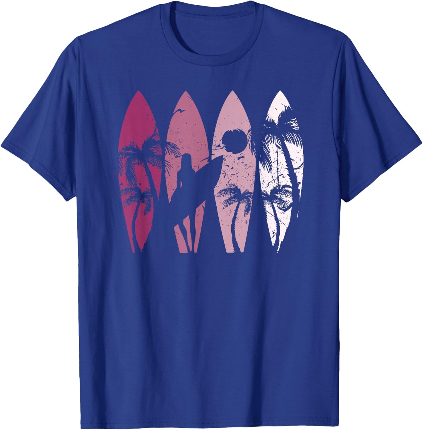 Surfing Surfer Palm Tree Surfboard Sunset Surfer Girl T-Shirt - T-Shirt | Royal